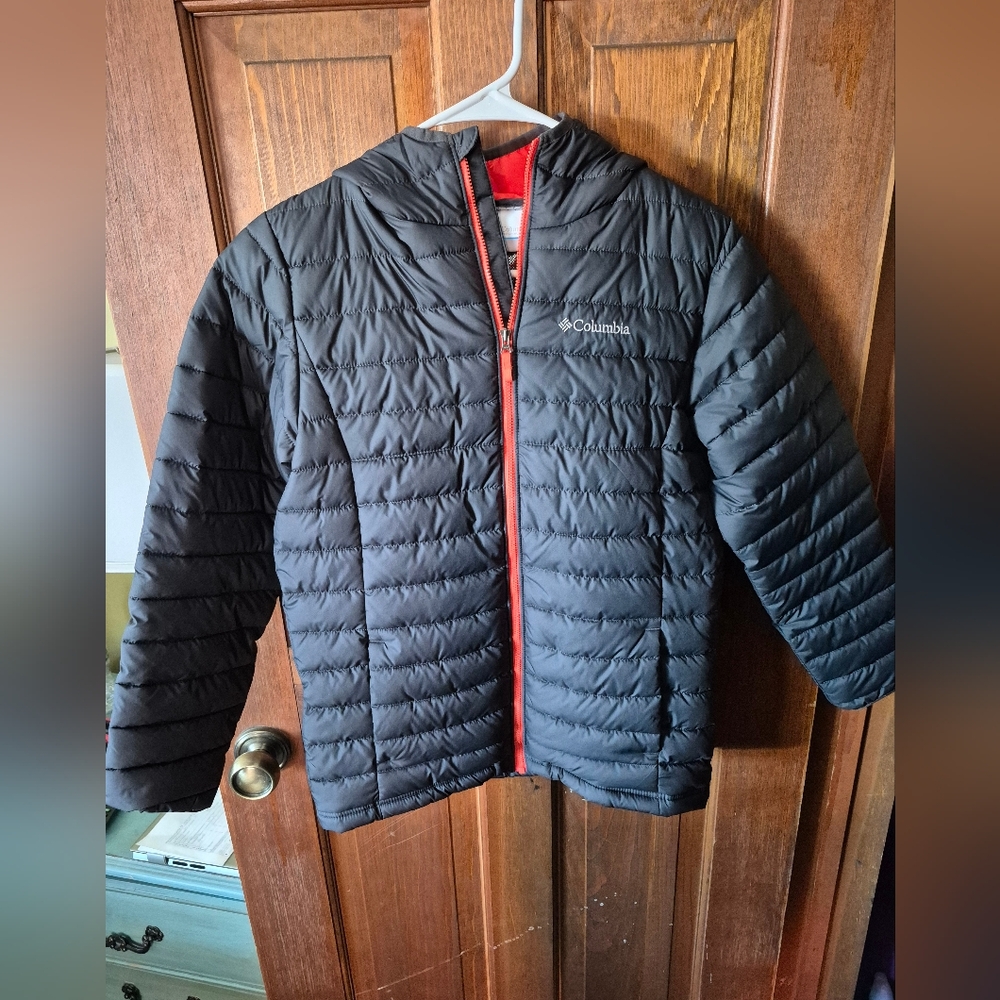 Columbia Black Puffer Jacket with Red Accents